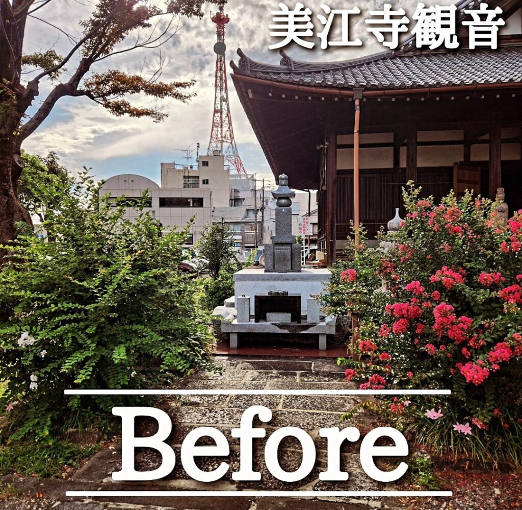 ペット葬儀、火葬も行える美江寺観音様にて樹木の剪定や整備をしている様子